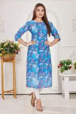 Digital Print Pure Cotton Straight A-line Kurtis - Image 3