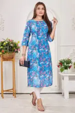 Digital Print Pure Cotton Straight A-line Kurtis - Image 2
