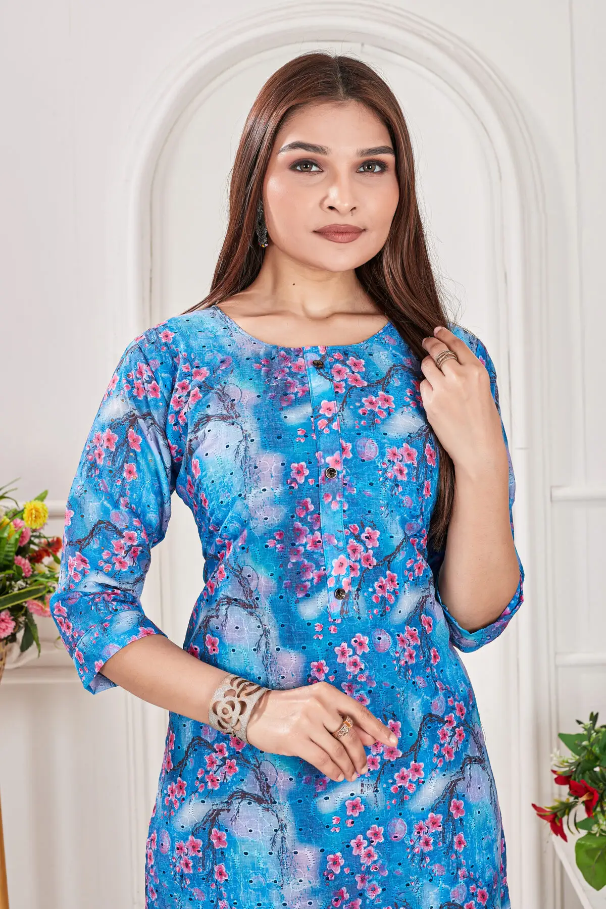 Digital Print Pure Cotton Straight A-line Kurtis - Image 1