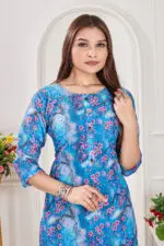 Digital Print Pure Cotton Straight A-line Kurtis