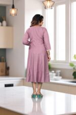 Flared Anarkali Kurti with White Thread Embroidery - Image 3