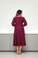 Wine Cotton Embroidered Anarkali Kurti - Image 5