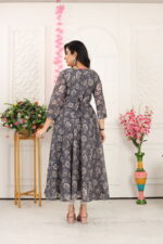 Elegant Black & White Floral Anarkali Kurti - Image 4